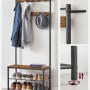 Songmics Garderobenständer Dacey mit Schuhbank, Haken, braun-schwarz. Flurgarderobe mit Sitzbank und Ablagen.