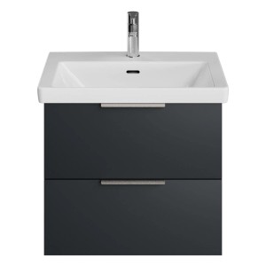 Steinkamp Waschtischunterschrank Living 2.0, schwarz matt, mit Villeroy & Boch Subway 3.0 Waschtisch.