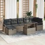Graues 8-teiliges vidaXL Garten Sofa Set aus Polyrattan mit Kissen.