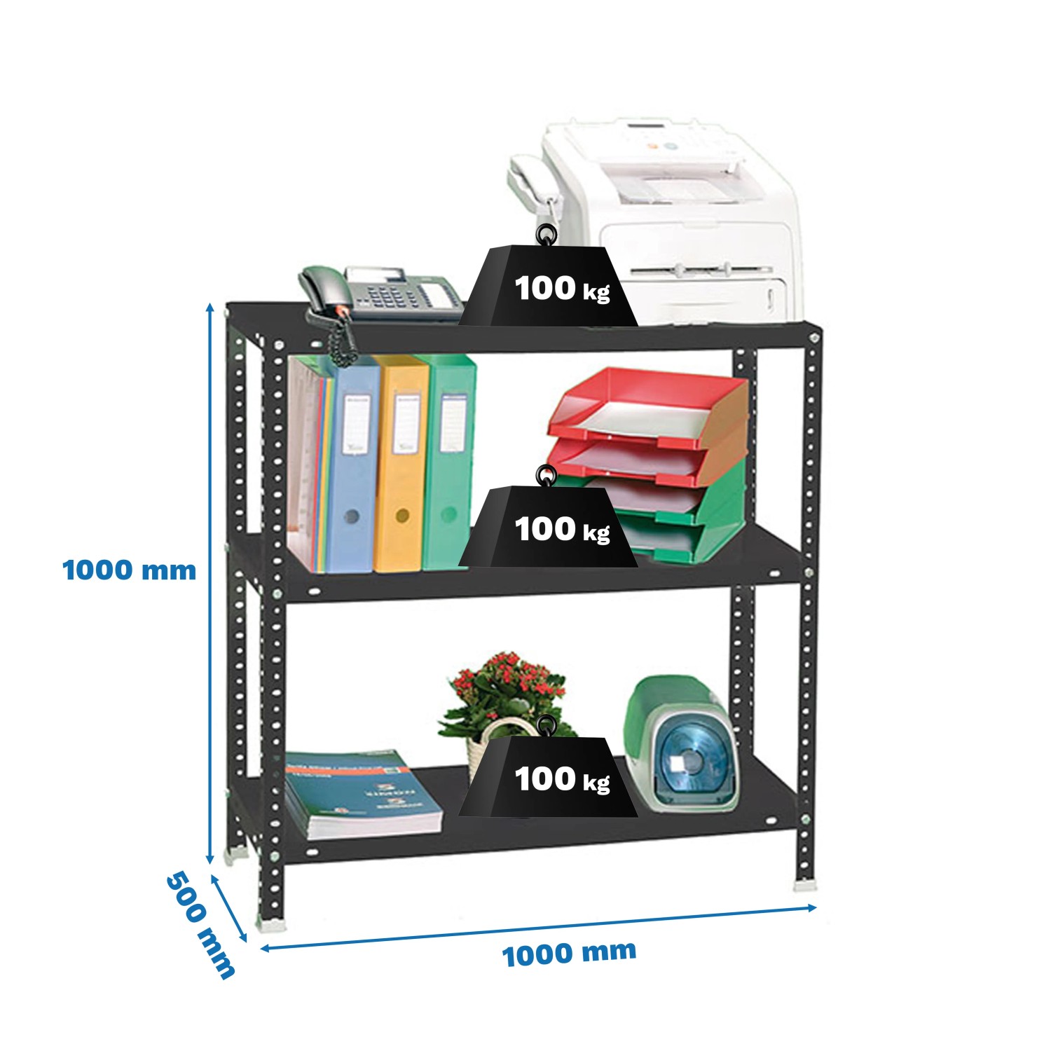 Étagère De Rangement Métal PROREGAL Panda - 180x80x30 Cm, 5 Niveaux, Charge 100 Kg Par étagère, Vissée, Couleur Grise - 10