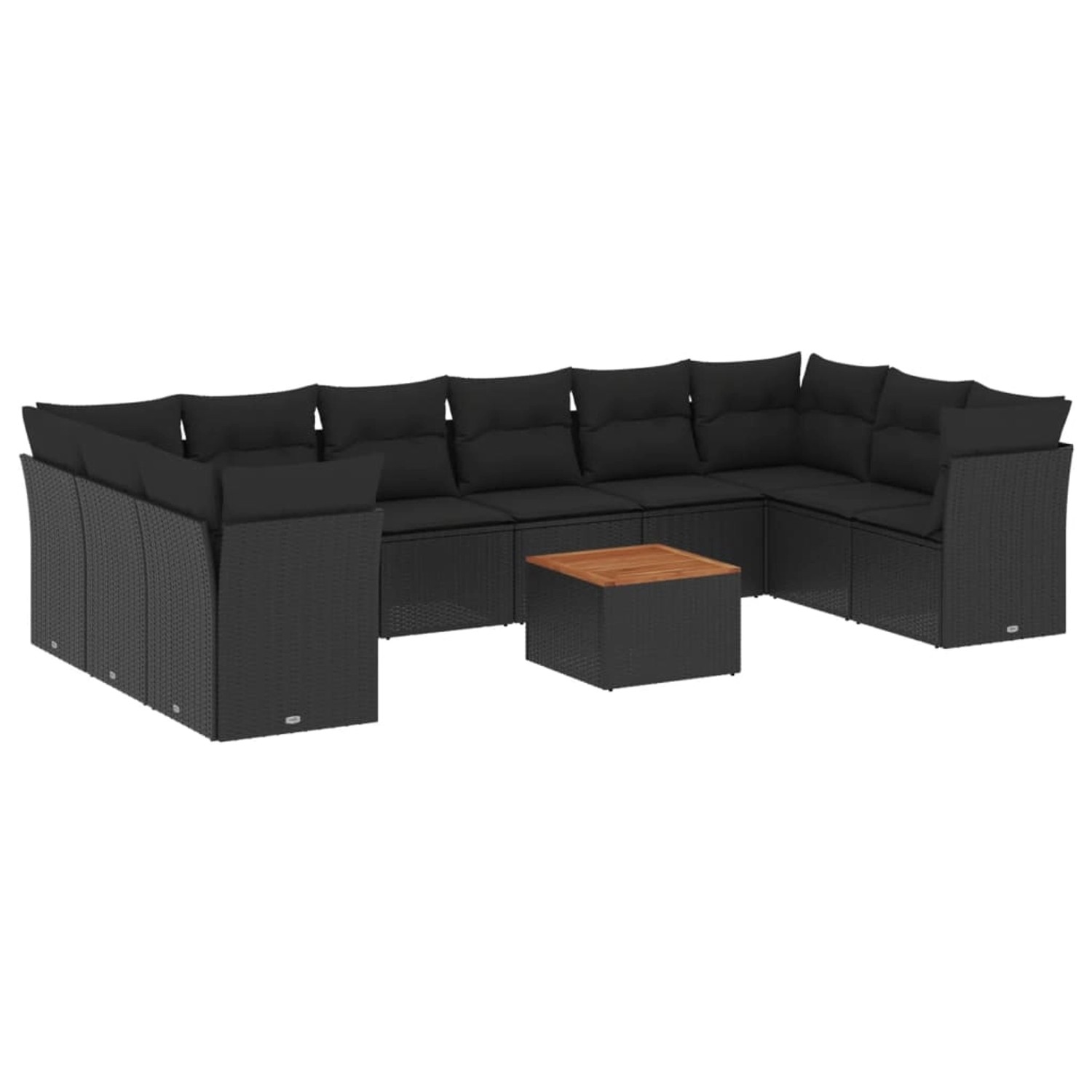 vidaXL 11-Tlg Garten-Sofagarnitur mit Kissen Schwarz Poly Rattan 3256160 günstig online kaufen