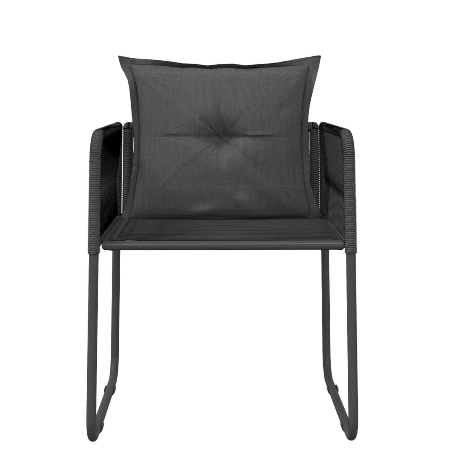Schwarzer Gartenstuhl mit Kissen, Teil der vidaXL 3-Tlg Essgruppe.