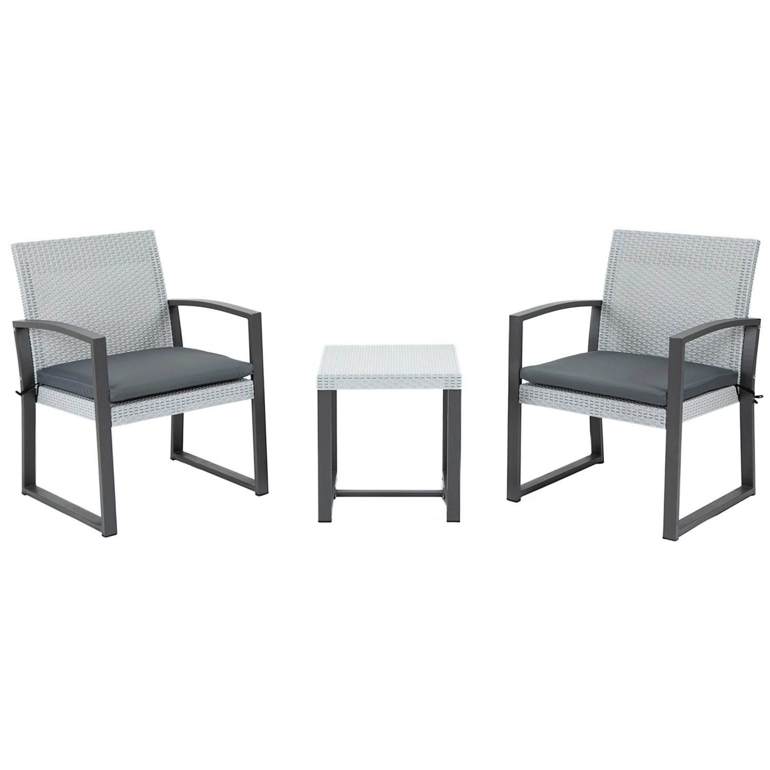 Outsunny Gartenmöbelset Stahl Kunststoff Schwarz Grau 58L x 58B x 84H cm günstig online kaufen