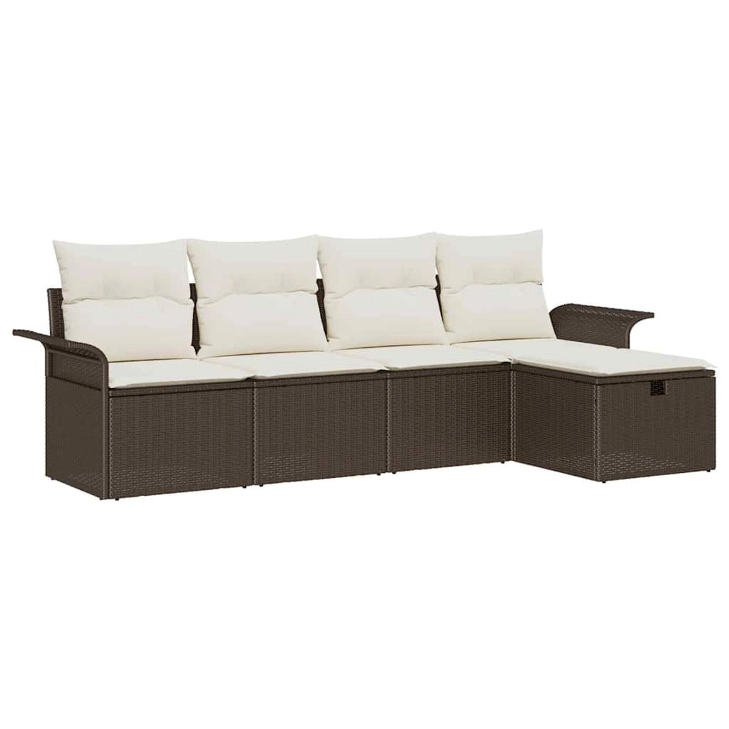 vidaXL Garten-Sofa-Set mit Kissen mit Speicher 5-Tlg Braun Poly Rattan 3360 günstig online kaufen