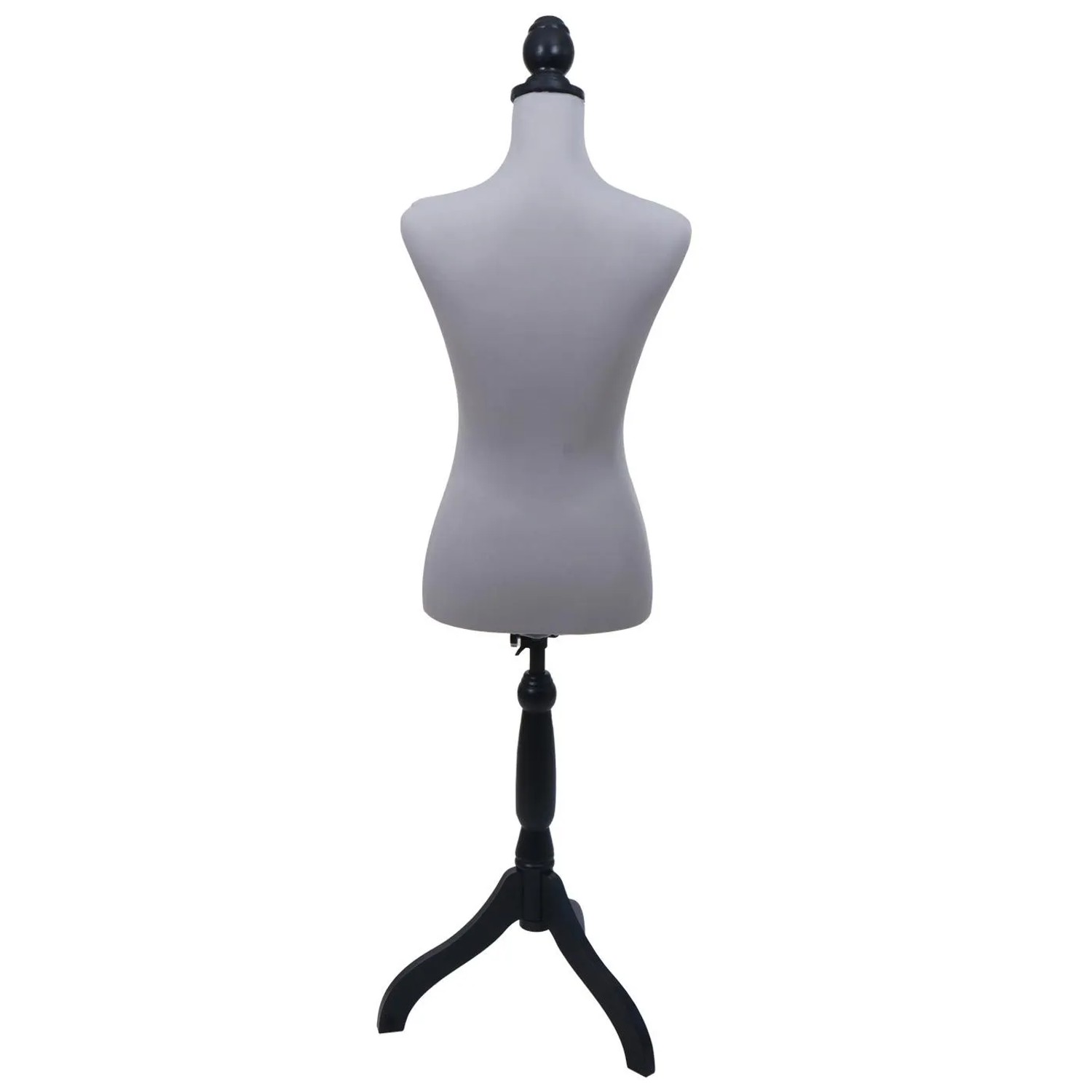 Grauer Stoff-Ersatzbezug für Schneiderpuppe Q24, von hinten. Textilüberzug mit Gummizug für Atelier & Schneiderei.