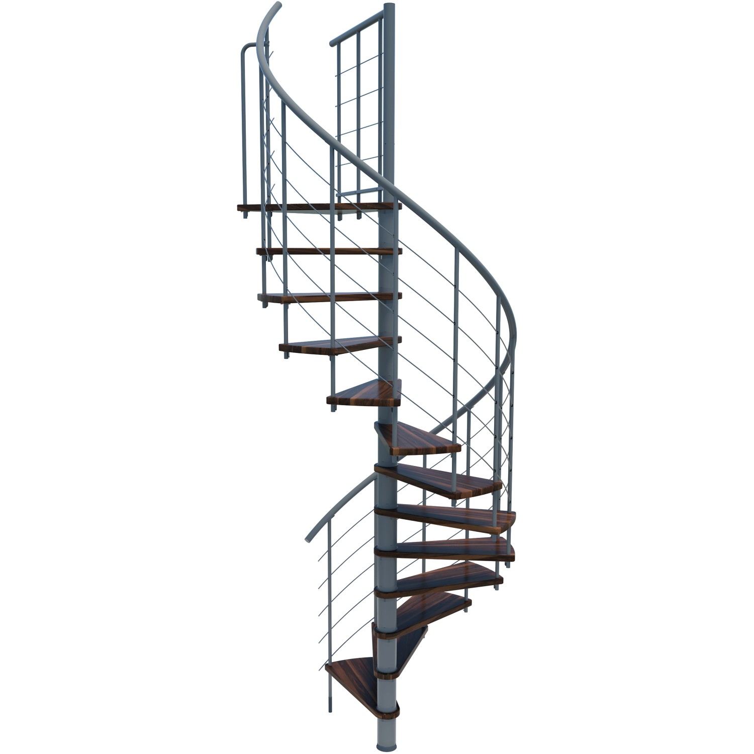 Minka Spindeltreppe Venezia Smart Walnuss Grau Ø140 cm Geschoßhöhe bis 305,5 cm