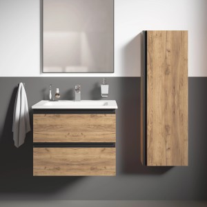 Ideal Standard Waschtisch-Paket Connect E, 60 cm, Goldeiche, mit Unterschrank und Spiegel.