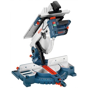 Bosch Professional Kombi-Säge GTM 12 JL, blau-silber, mit 305 mm Kreissägeblatt für präzise Kapp- und Gehrungsschnitte.