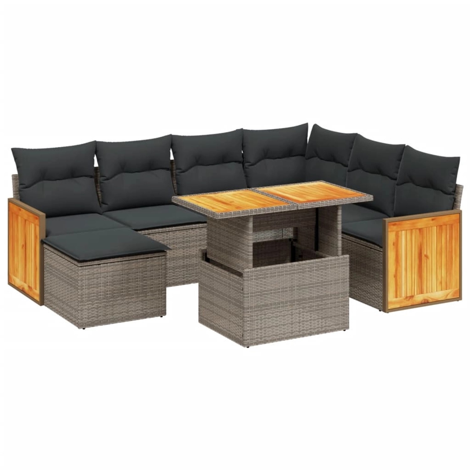 vidaXL 8-Tlg Garten-Sofagarnitur mit Kissen Grau Poly Rattan 3274077 günstig online kaufen
