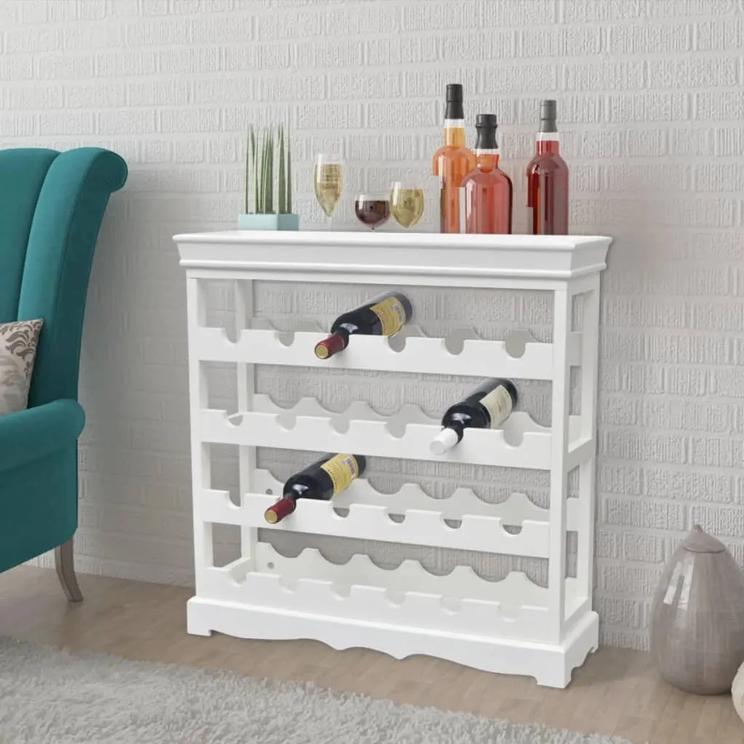 vidaXL Weinschrank Abreu Weiß Holz kaufen bei OBI