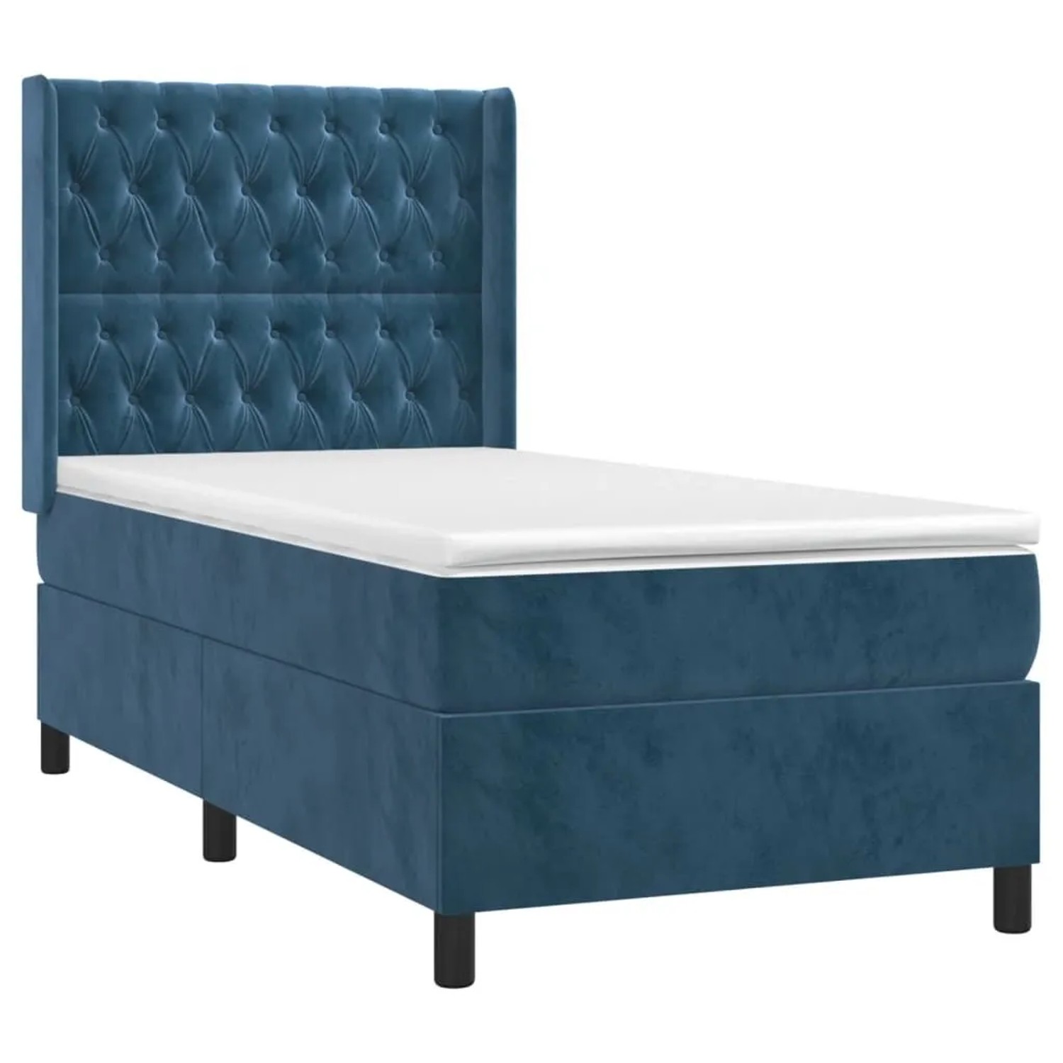 vidaXL Boxspringbett mit Matratze & LED Dunkelblau 90x200 cm Samt 3139725