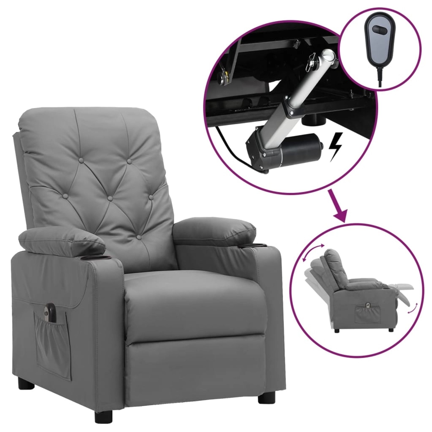 vidaXL Relaxsessel Elektrisch Grau Kunstleder 3098867 günstig online kaufen