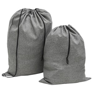 DuneDesign Wäschesack Set: 100L & 60L Wäschesammler mit Kordelzug, grau.