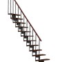 Minka Mittelholmtreppe Style in Walnuss/Schwarz: Raumspartreppe mit Holzstufen und Handlauf.