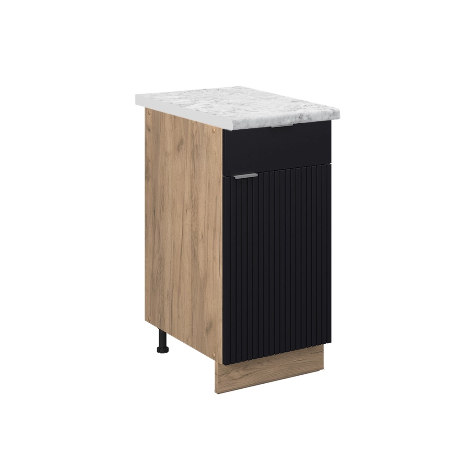 Vicco Küchenunterschrank Fame-Line Schwarz Gestreift 40 cm AP Marmor mit Go günstig online kaufen