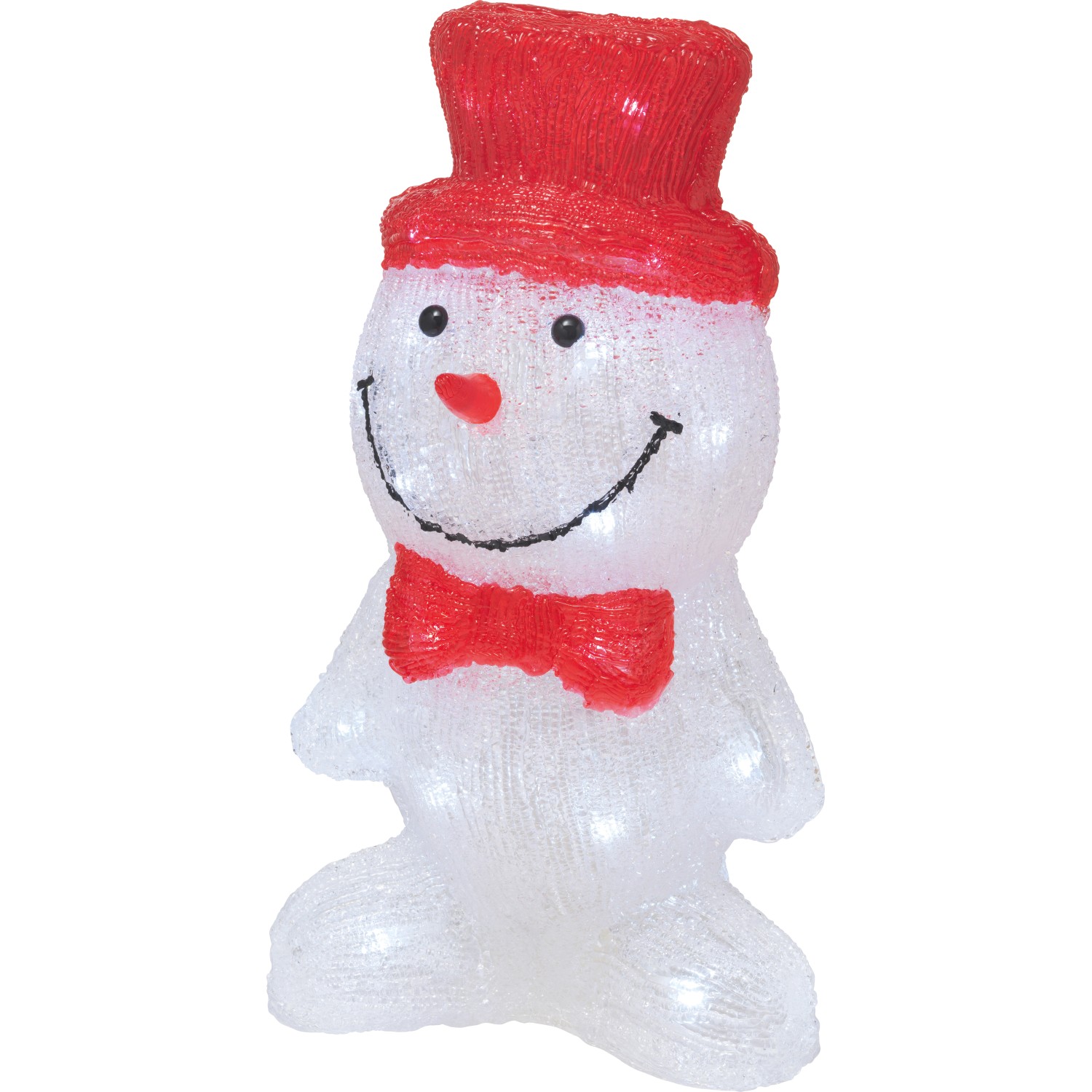LED-Schneemann 32 cm Weiß-Rot
