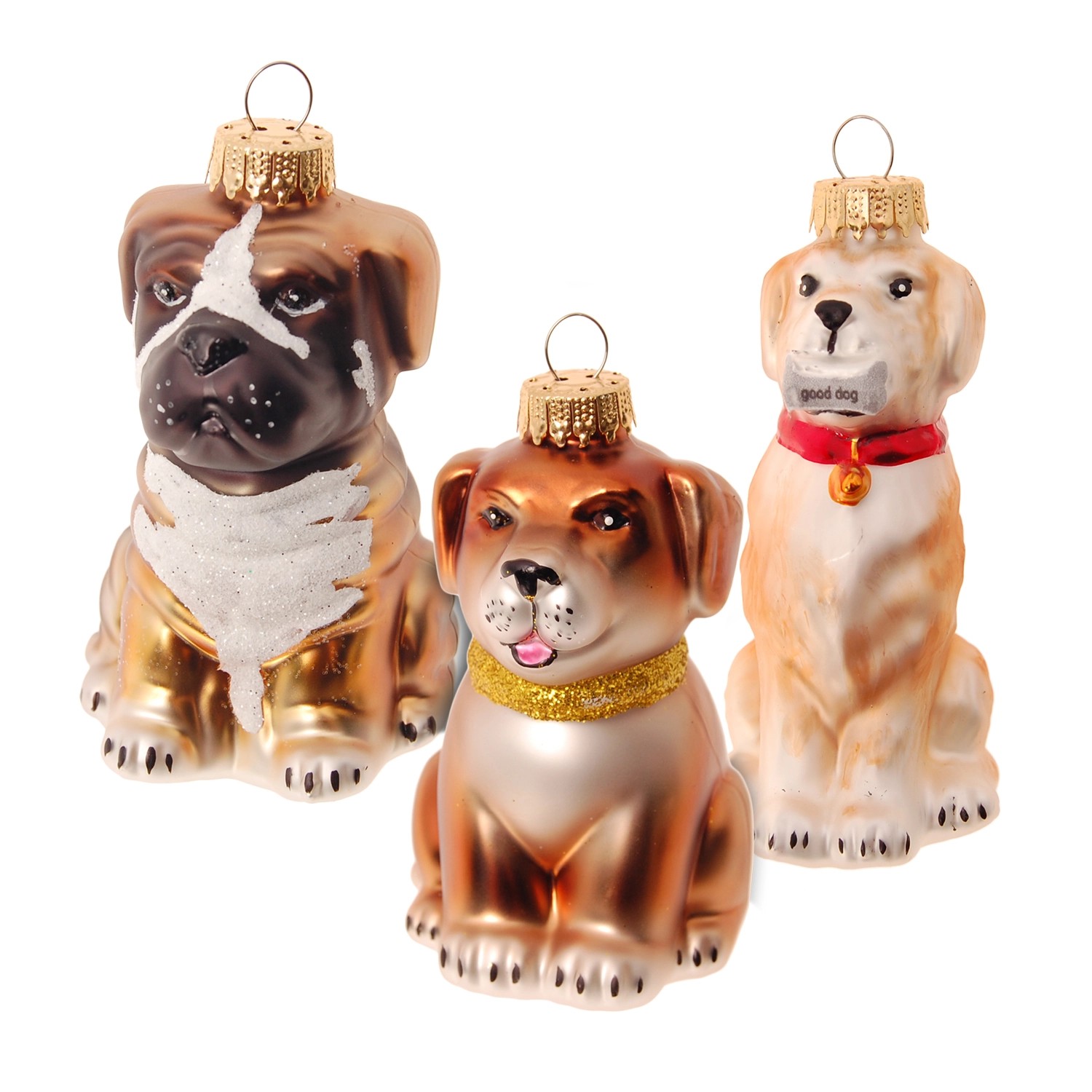 Krebs Glas Lauscha Weihnachtsornamente Hunde 3-tlg. 9cm