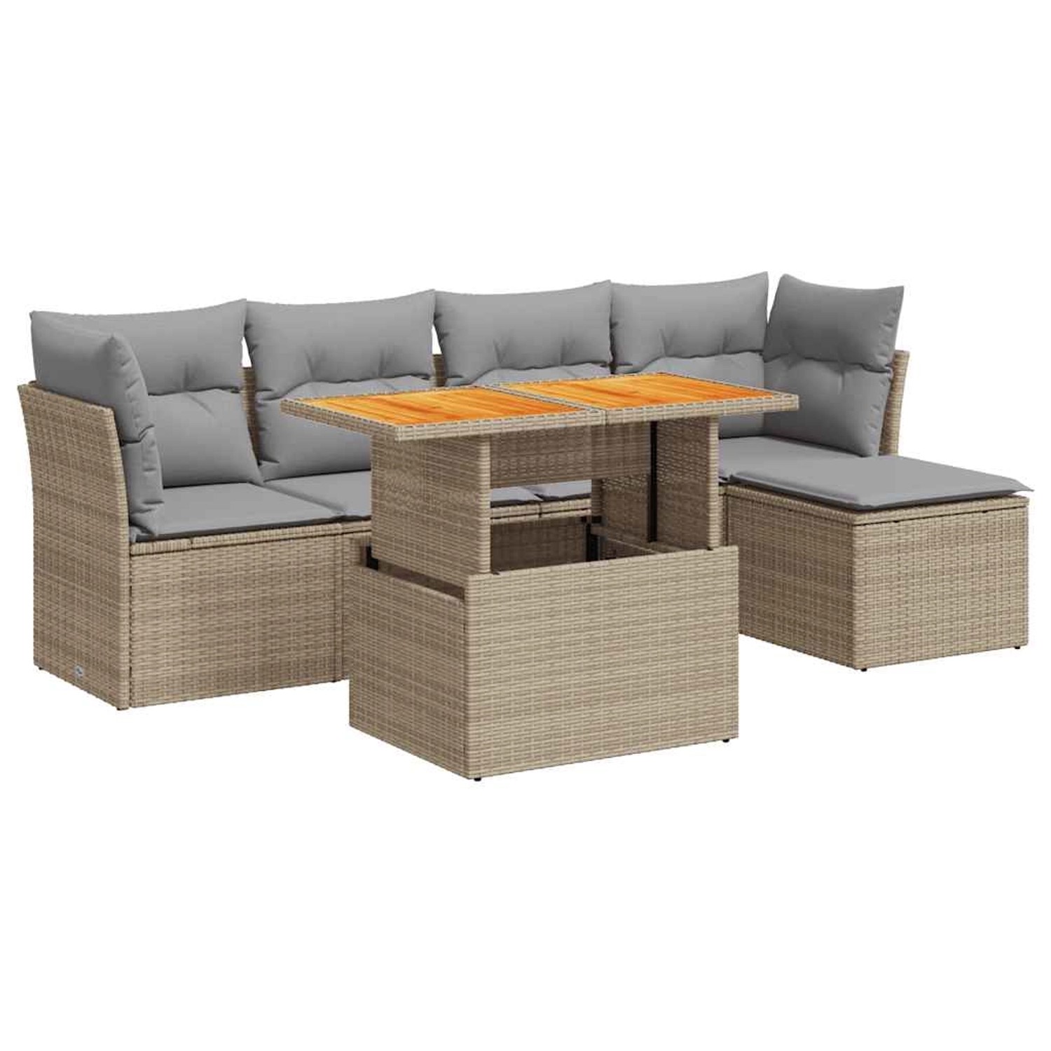 vidaXL 6-Tlg Garten-Sofagarnitur mit Kissen Beige Poly Rattan 3326915 günstig online kaufen