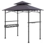 Costway Grillpavillon, dunkelgrau, mit Doppeldach, Seitenregalen und Flaschenöffner für Grillzubehör.