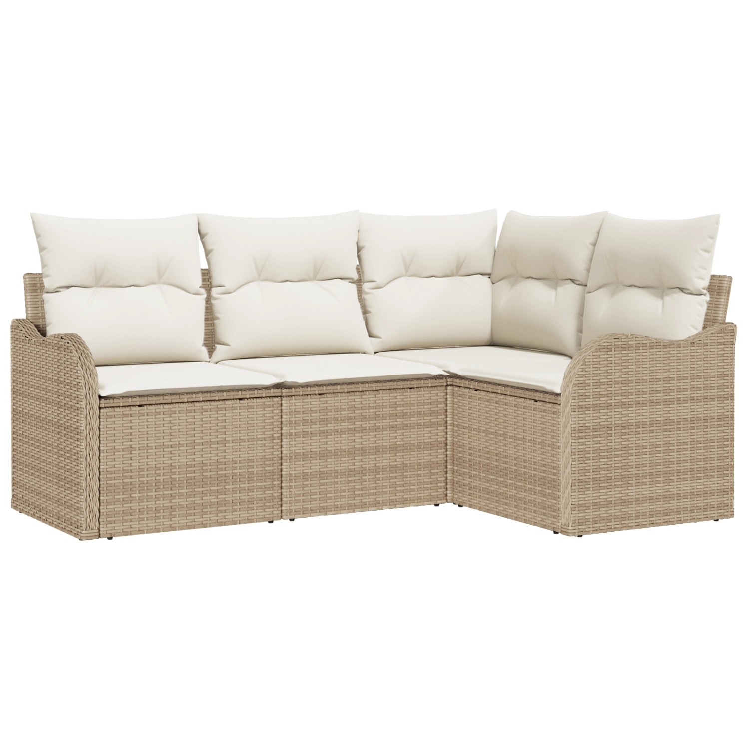 vidaXL Garten-Sofa-Set mit Kissen mit Speicher 4-Tlg Beige Poly Rattan 3354 günstig online kaufen