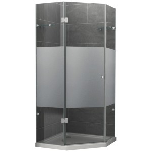 Teilsatinierte 5-Eck Duschkabine 80x80 cm, DIN links, für moderne Bäder.