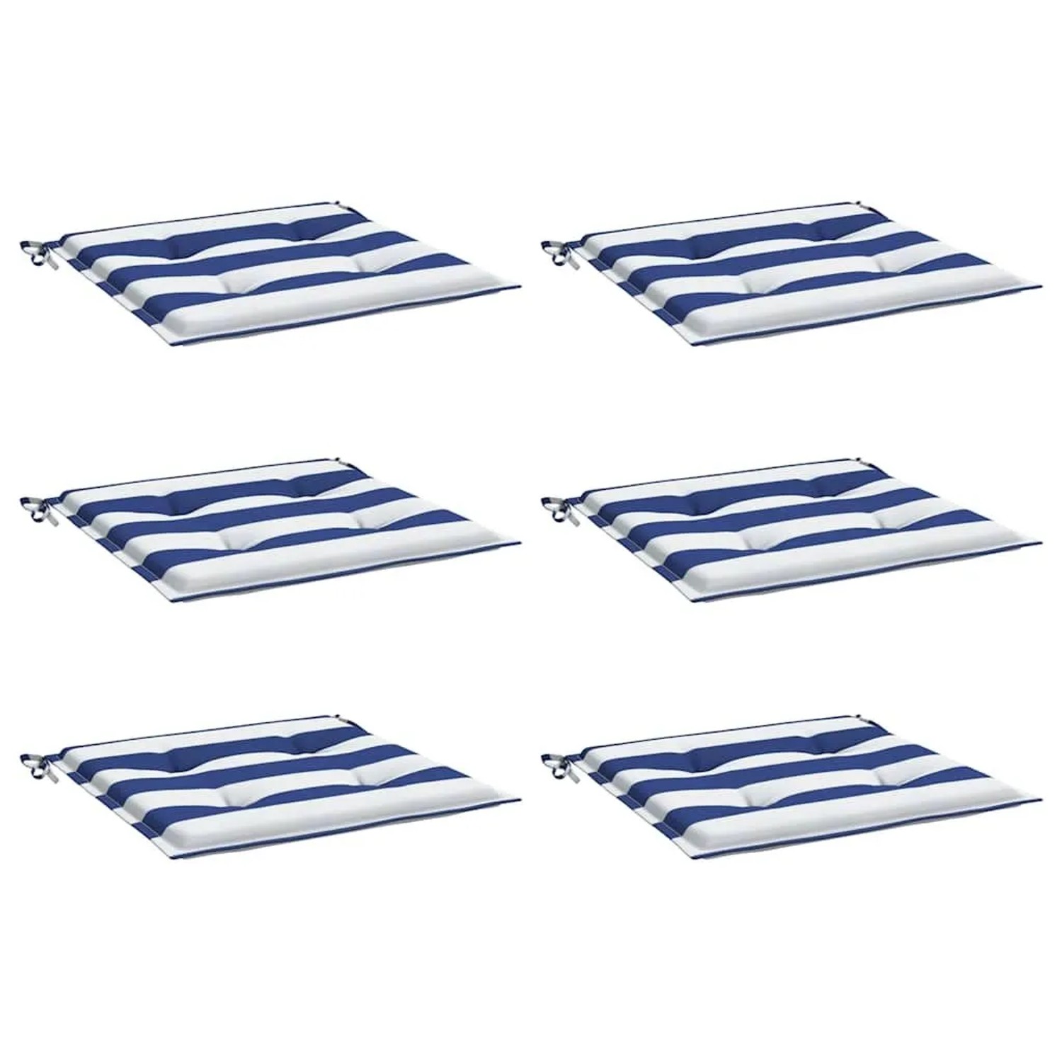 vidaXL Gartenstuhl-Kissen 6 Stk Blau & Weiß Gestreift 50x50x4cm Stoff 36107 günstig online kaufen