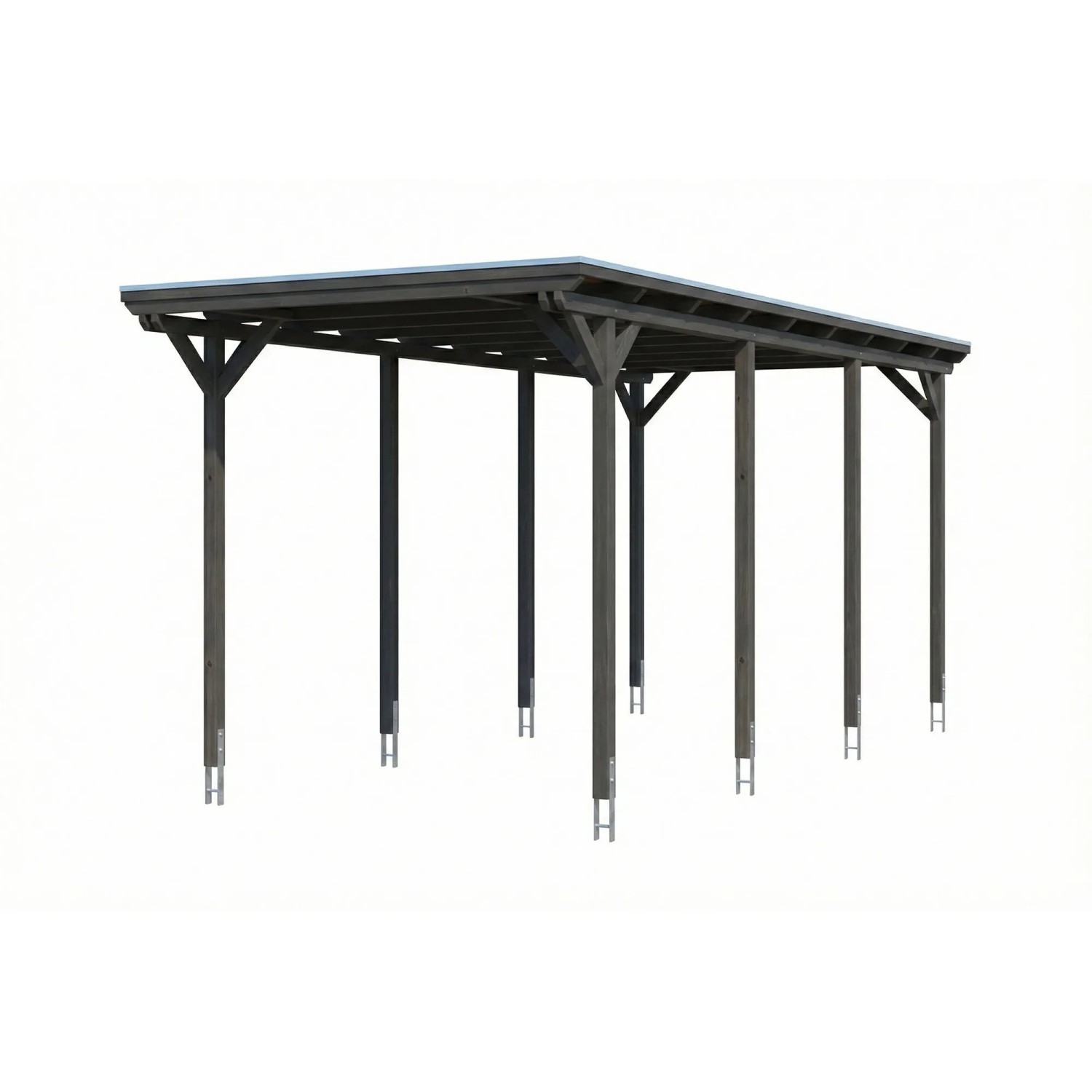 Skan Holz Carport Emsland Caravan Stahl-Dachplatten 402 cm x 846 cm Schiefergrau