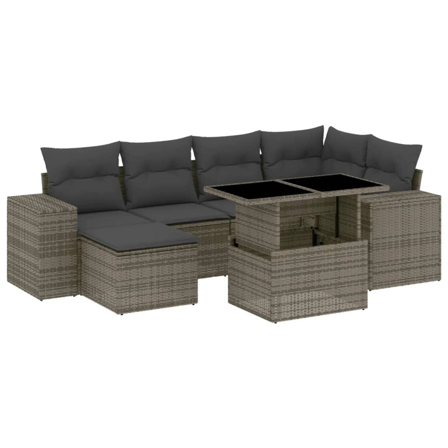 vidaXL 7-tlg Garten-Sofagarnitur mit Kissen Grau Poly Rattan Modell 164 günstig online kaufen