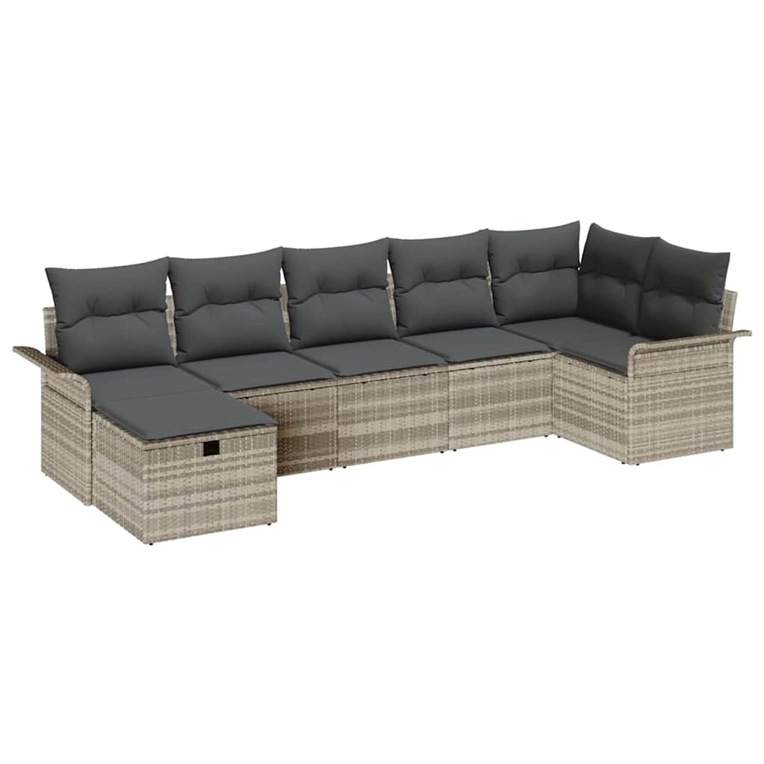 vidaXL Garten-Sofa-Set mit Kissen 7-Tlg Hellgrau Poly Rattan 3360233 günstig online kaufen