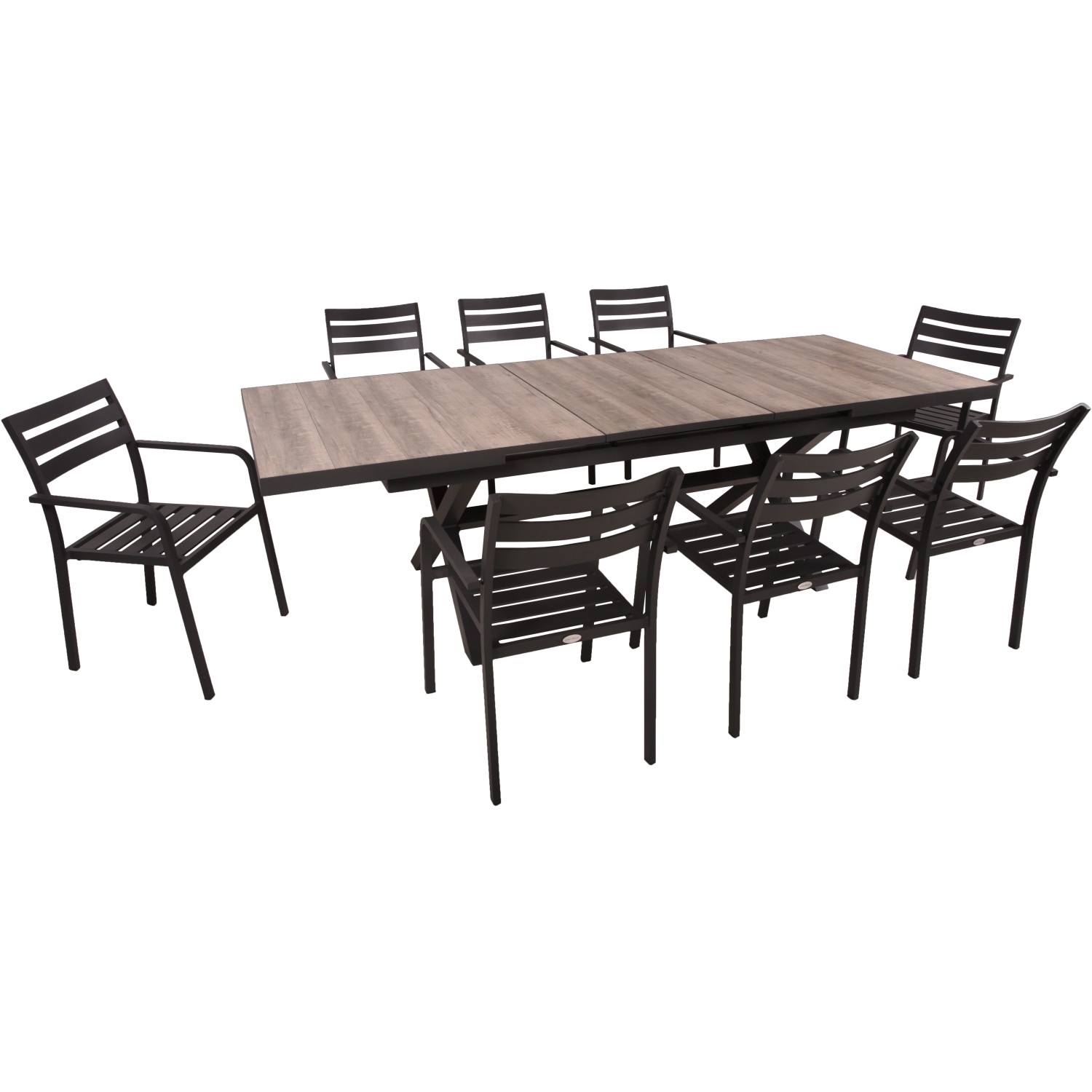 Garden Pleasure Gartenmöbel-Set Rana/Treviso 9-teilig mit Ausziehtisch Grau günstig online kaufen