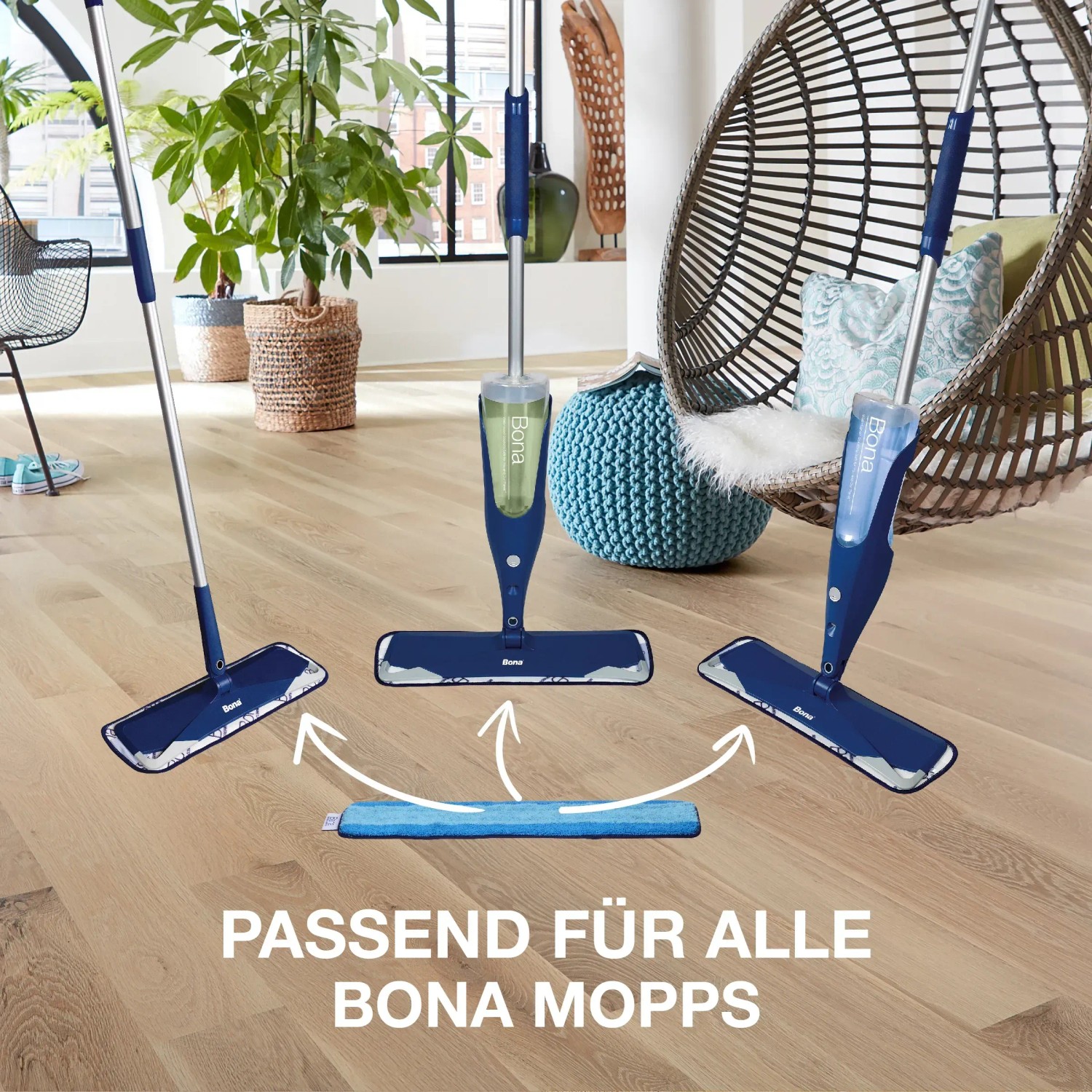 Bona Mikrofaser Reinigungs-Pad mit Zwei-Zonen-Design passend für alle Bona Mopps.