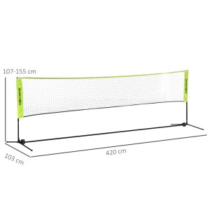 SPORTNOW Badmintonnetz, gelb, höhenverstellbar 107-155 cm, 420 cm lang, mit Metallrahmen für Spiel & Spaß.