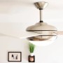 AIRERYDER Deckenventilator Ursa mit Licht, Nickel gebürstet, weiße/Pinien Flügel. Ventilator für Zimmer bis 25m².