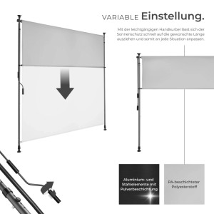Tectake Klemmmarkise Taija Verschiedene Größen Uv Beständig und Wasserabweisend 150 x 310 cm 7 x 158 x 310 cm Hellgrau