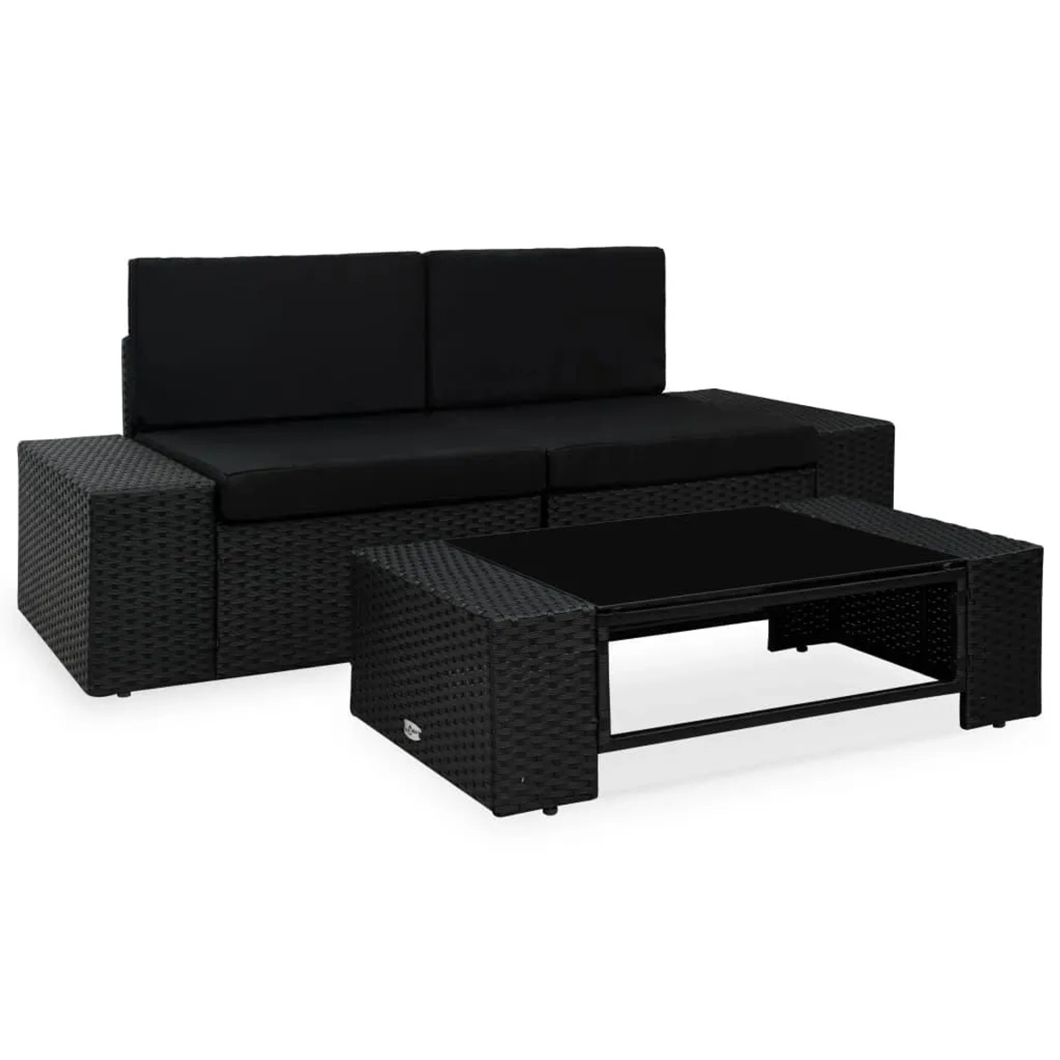 vidaXL 3-Tlg Garten-Lounge-Set Poly Rattan Schwarz 49507