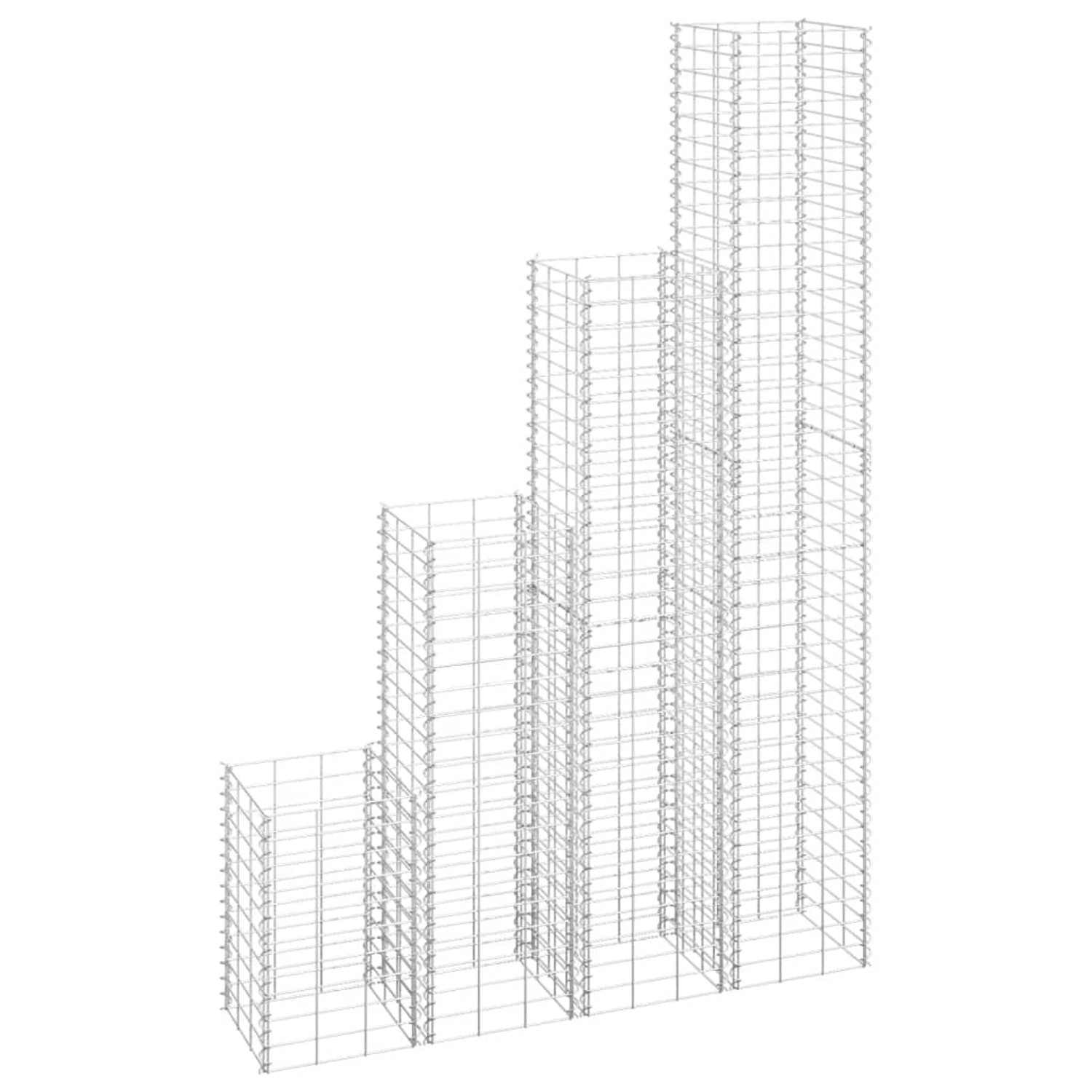 furnicato Gabionen-Hochbeete 4 Stk. 30x30x50/100/150/200 cm Eisen