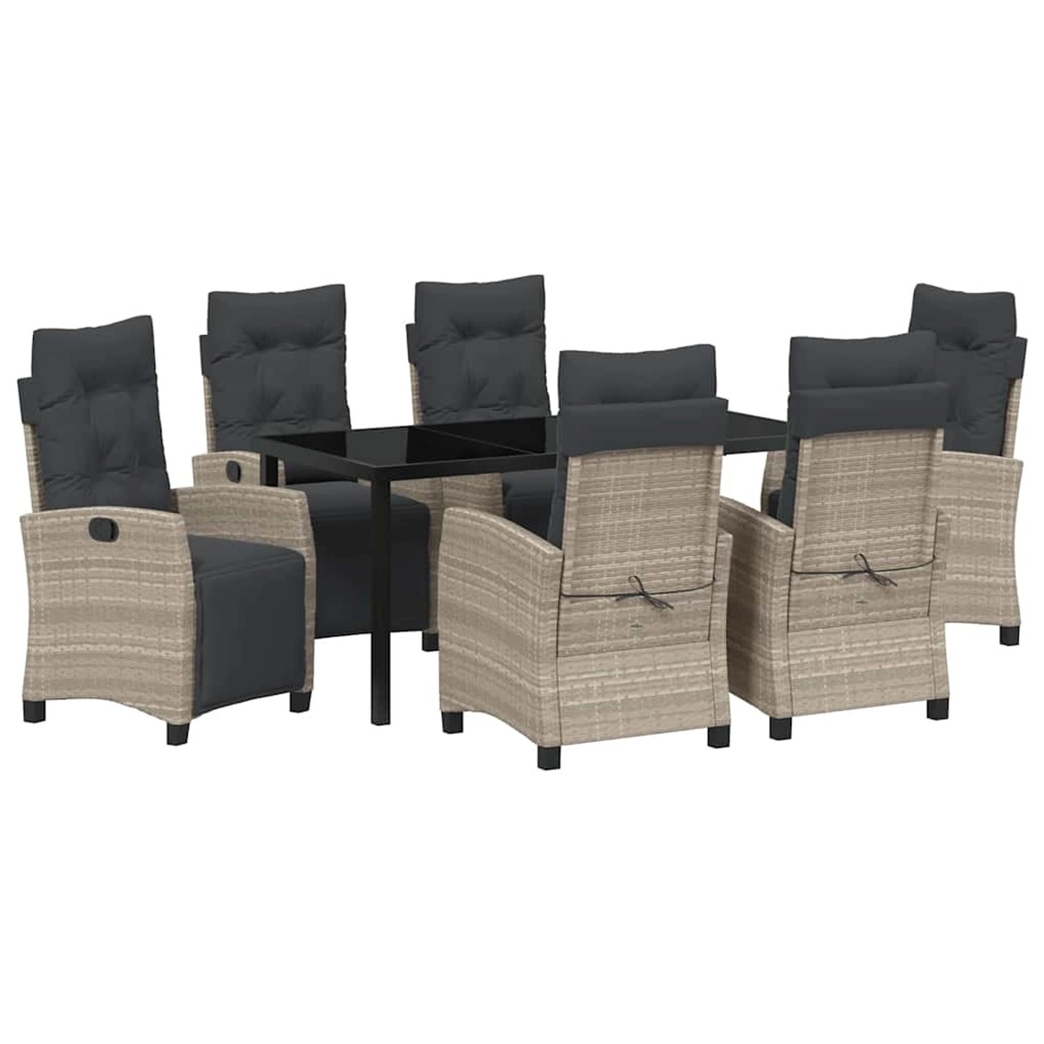 vidaXL Garten Essgruppe 7-Tlg Hellgrau Poly Rattan 3380460 günstig online kaufen