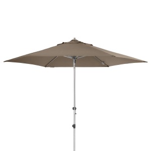 Doppler Marktschirm Expert, Ø 306 cm, Greige, mit Knickfunktion für optimale Schattenausrichtung.