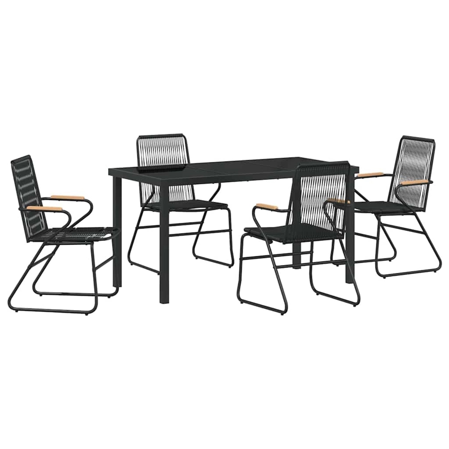 vidaXL Garten Essgruppe 5-Tlg Schwarz PVC-Rattan 3379172 günstig online kaufen