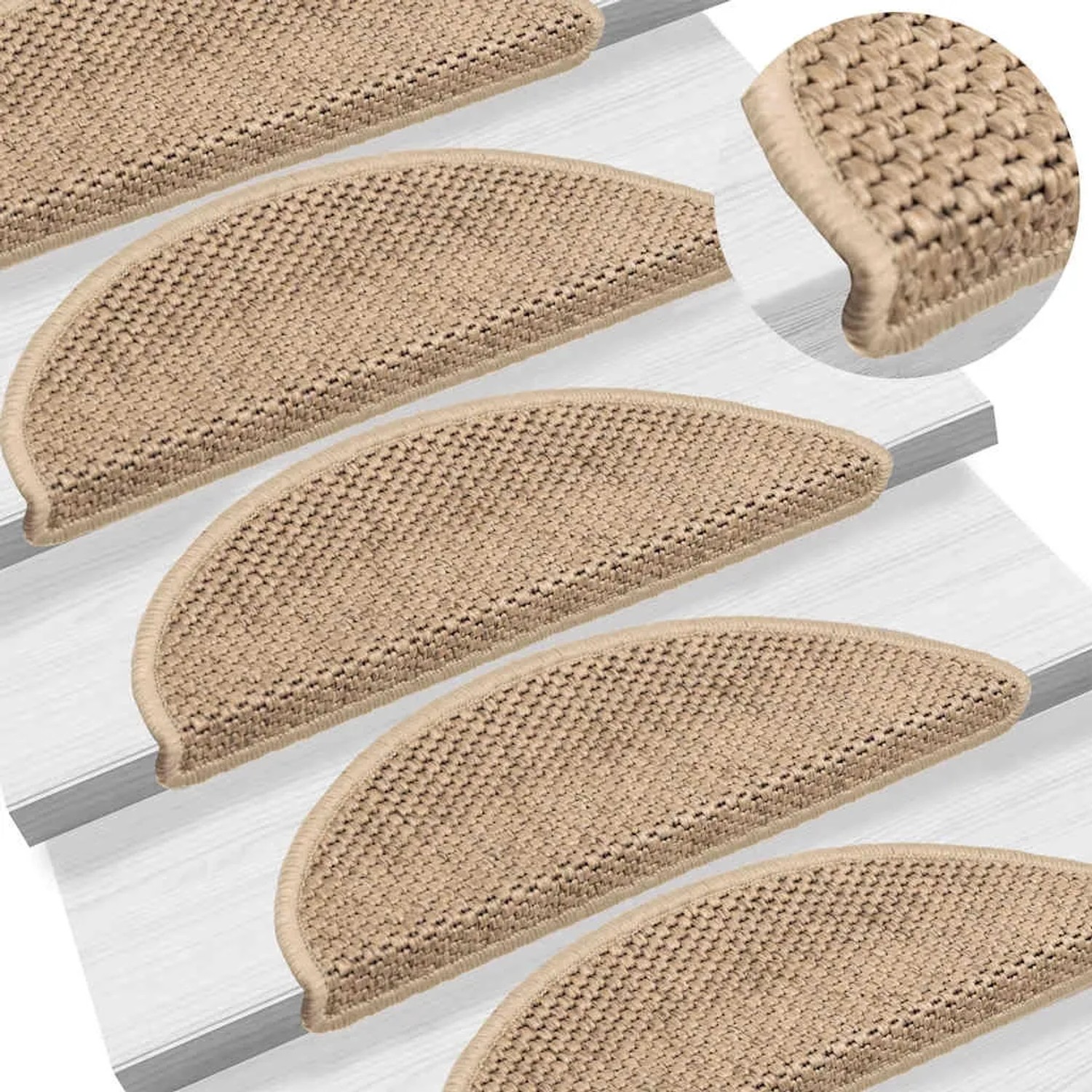 vidaXL Treppenmatten Selbstklebend Sisal-Optik 15 Stk 56x17x3 cm Sand 326867_6
