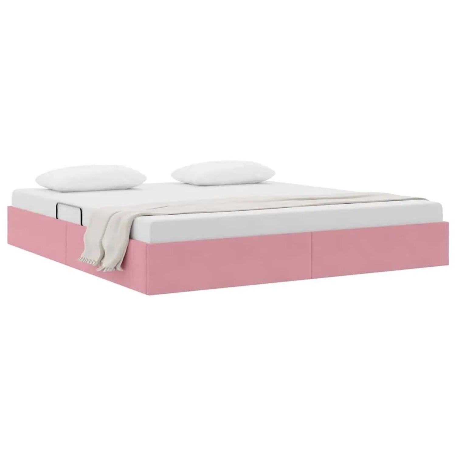vidaXL Aufbewahrungsbett mit Kopfteil Rosa 160 x 200 cm Samt 3370111