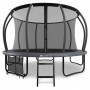 Juskys Trampolin SkyBounce L, schwarz/anthrazit, mit Sicherheitsnetz und Leiter.