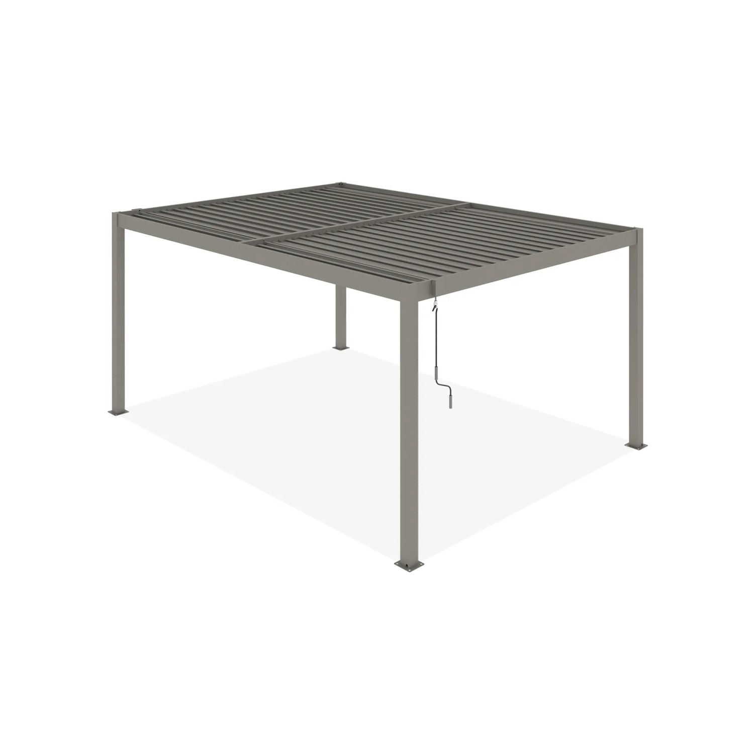 Freistehende, taupefarbene Cazeboo Piana Bioklimatische Pergola 4x3m aus Aluminium.