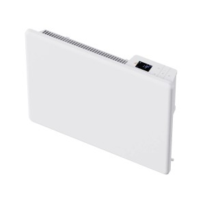 Weißer Sannover Elektro-Heizkörper Sanos 1000 W mit digitalem Display.