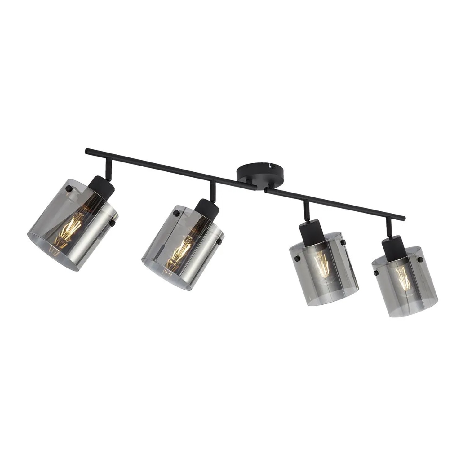QAZQA Design Deckenstrahler Schwarz mit Rauchglas 4-Licht Domo