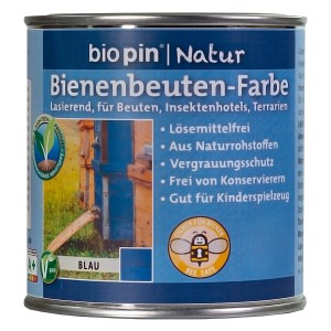 Biopin Bienenbeutenfarbe Blau, 375ml Dose. Holzlasur für Bienenbeuten und Insektenhotels.