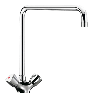 Delabie Zweigriffmischer Einloch-Standmontage 45 l/min, schwenkbarer Auslauf L300