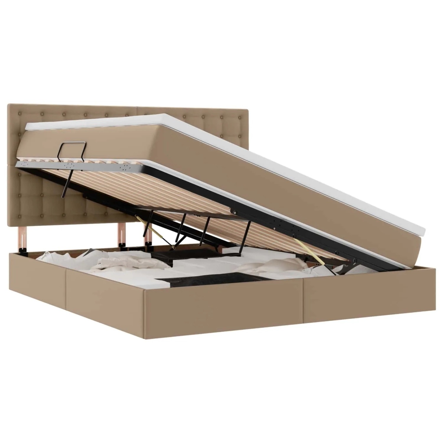 vidaXL Bett mit Stauraum und LED Cappuccino 160 x 200 cm Kunstleder 3372312