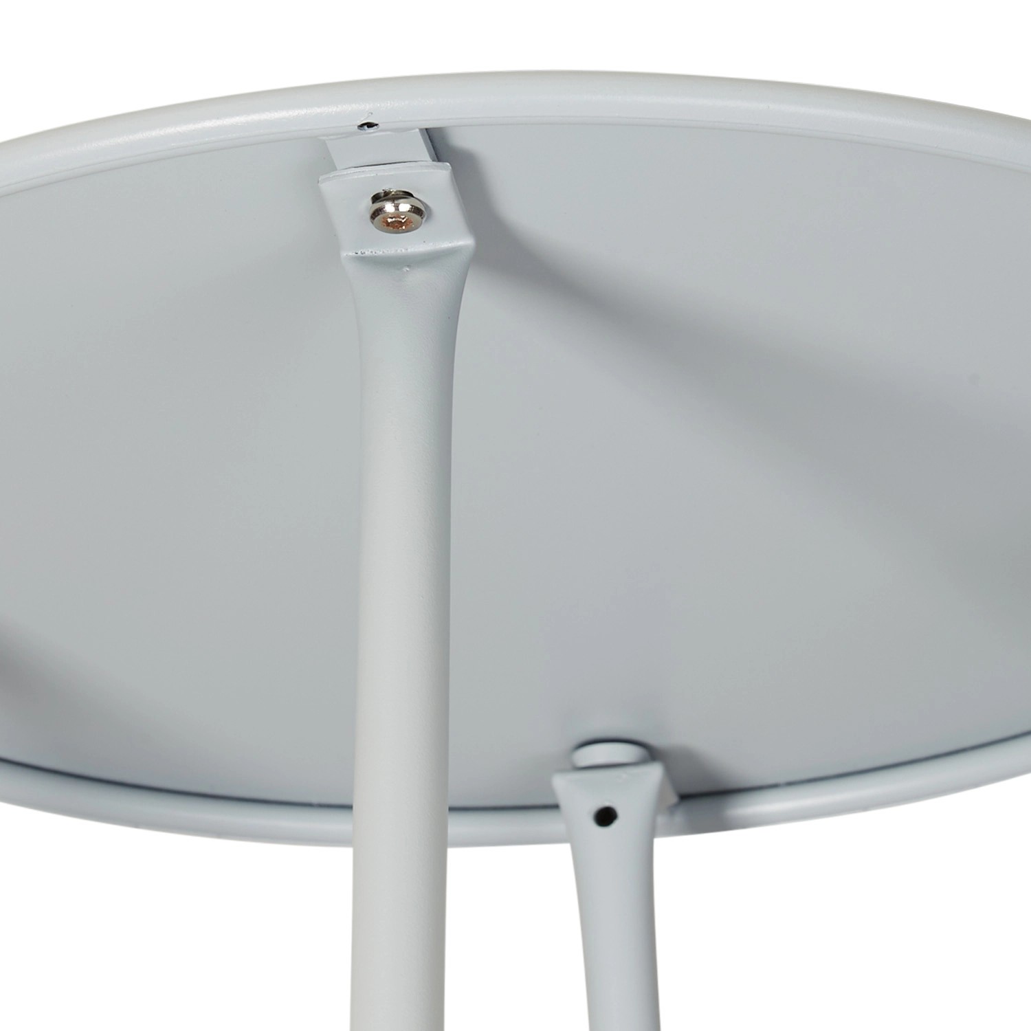 Detailansicht des grauen Homestyle4u Gartentisch Beistelltisch (45 cm) mit Metallbeinen.