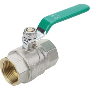 Kugelhahn 30,3 mm (Rp 1) PN25 2IG aus Messing mit grünem Griff für Sanitär und Bewässerung.